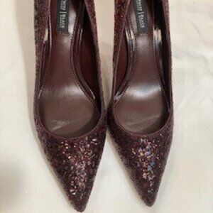 White House Black Market Ella Rosey Wine Glitter Pumps 7.5